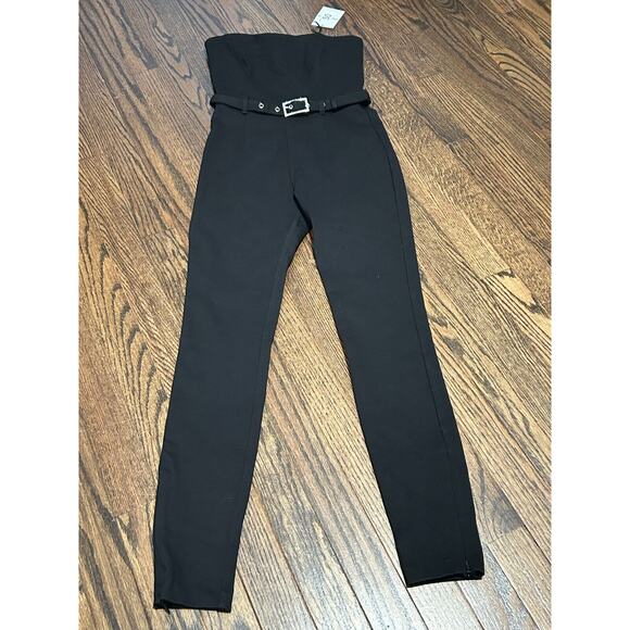 NWT Generation Love Women's Black Crystal Belted Tessa Ponte Jumpsuit Size 0 - Picture 3 of 9